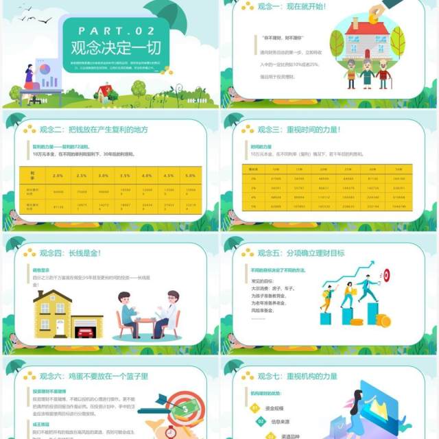 绿色卡通风保险与家庭理财PPT模板 绿色卡通风保险与家庭理财PPT模板