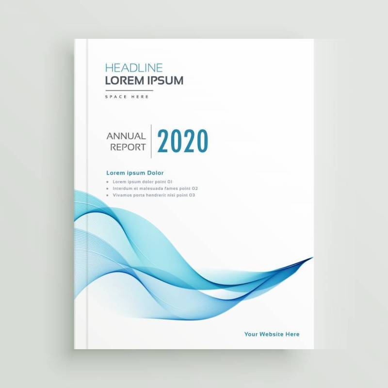干净的蓝色波浪业务宣传册设计
