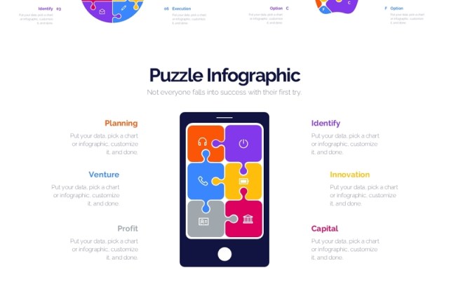 彩色拼图信息图表PPT模板Puzzle Infographics