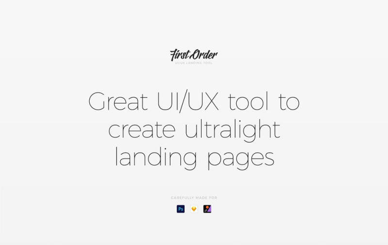 优雅的工具，旨在创建清洁和超轻型登陆页面，一阶UI / UX工具