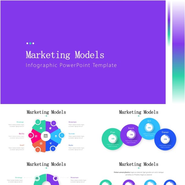 营销模式信息图PPT模板素材Marketing Models Infographics