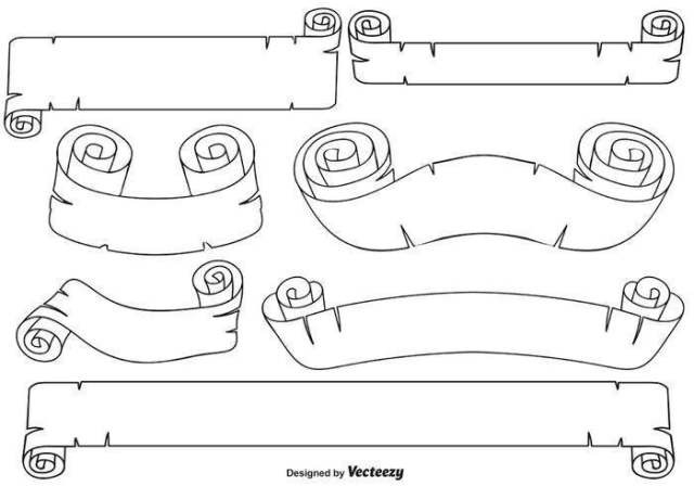 矢量线条样式旧丝带横幅