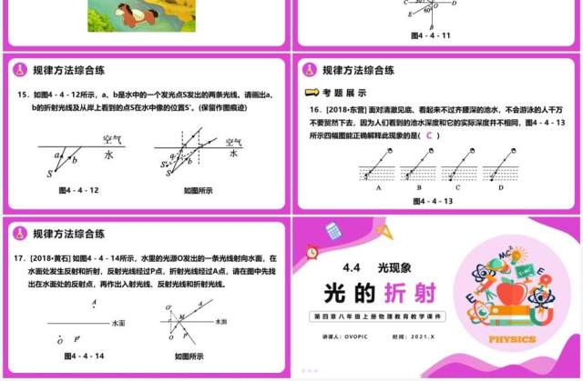 4.4第四章光的折射八年级物理课件PPT模版 4.4第四章光的折射八年级物理课件PPT模版