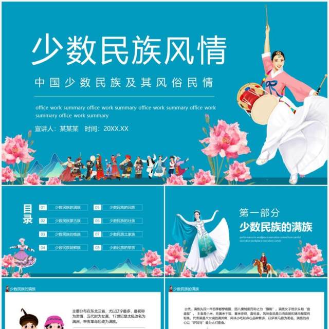 中国少数民族及其风俗民情动态PPT模板 中国少数民族及其风俗民情动态PPT模板