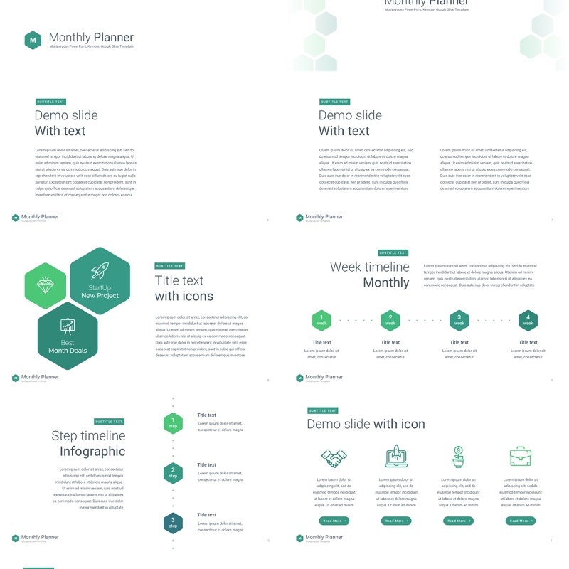 薄荷绿月度计划规划工作汇报PPT动态模板可插图Monthly Planner animation