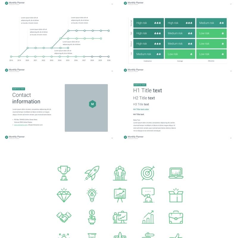 薄荷绿月度计划规划工作汇报PPT动态模板可插图Monthly Planner animation