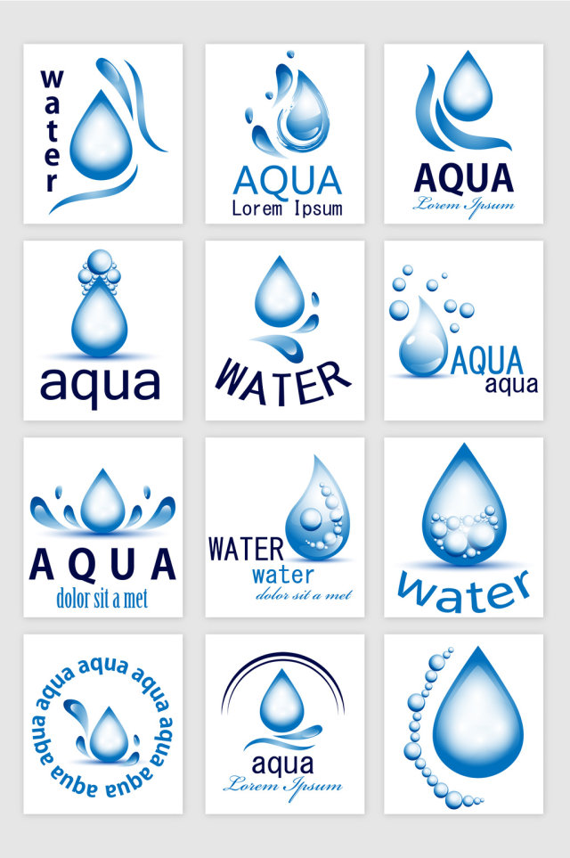 水滴节水相关LOGO设计矢量元素 水滴节水相关LOGO设计矢量元素