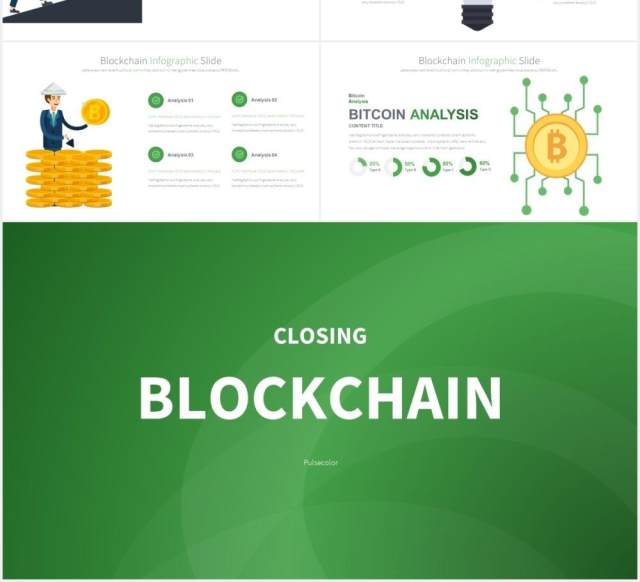 11套色系商业金融理财人物插画区块链比特币PPT素材BLOCKCHAIN - PowerPoint Infographics