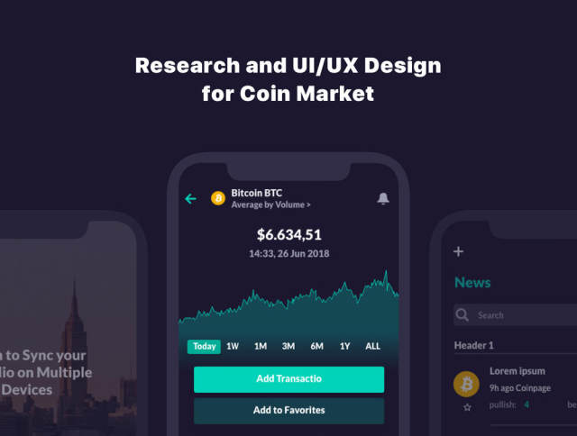 110+ Screen UI Kit Coin Cryptocurrency Market App在Sketch，Photoshop，Adobe XD，CaCoin Crypto Market中的应用