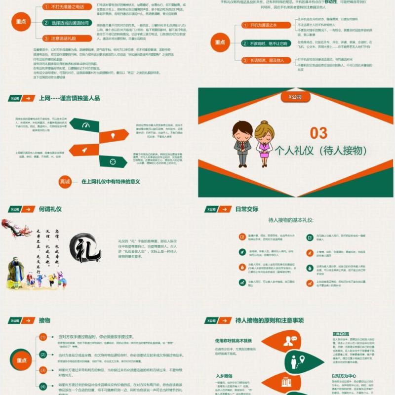 绿色公司职场商务礼仪培训课件PPT模板