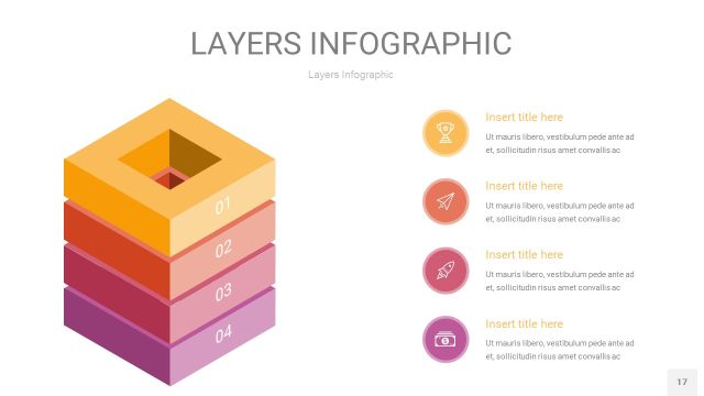 粉黄色3D分层PPT信息图17