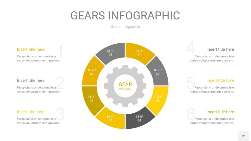 灰黄色齿轮PPT信息图12