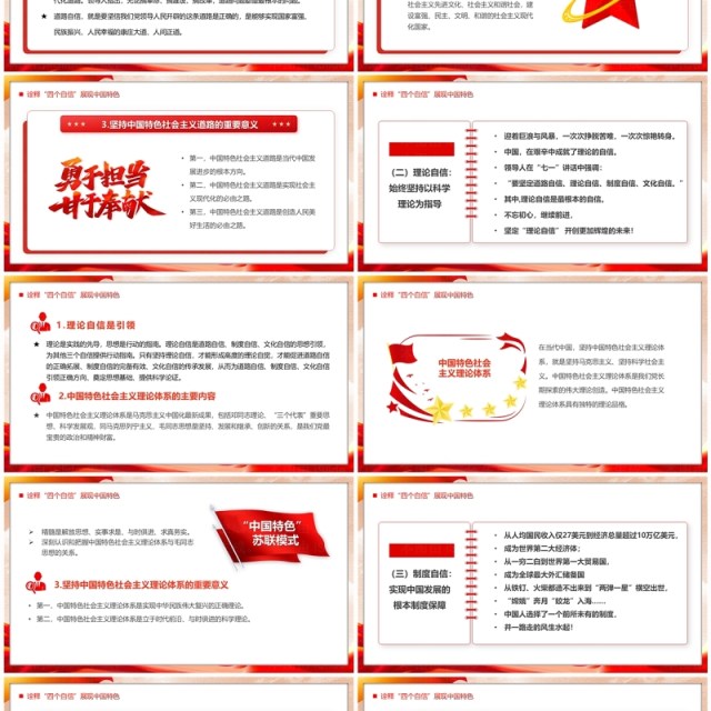 红色党政风坚定四个自信党课学习PPT模板 红色党政风坚定四个自信党课学习PPT模板