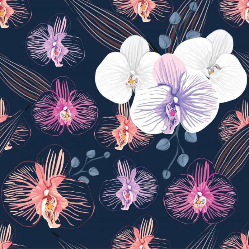 Seamless pattern Orchid flowers abstract background.