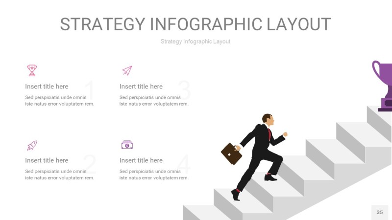 粉紫色战略计划统筹PPT信息图35