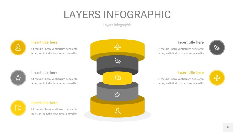 灰黄色3D分层PPT信息图9