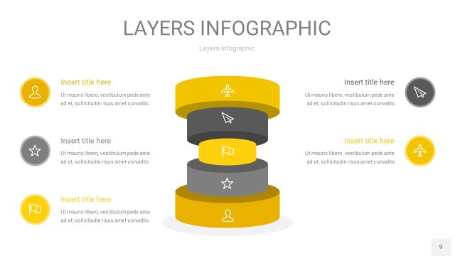 灰黄色3D分层PPT信息图9