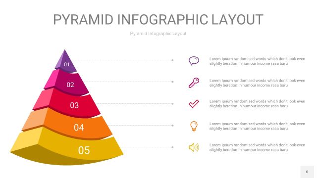 红黄色3D金字塔PPT信息图表6