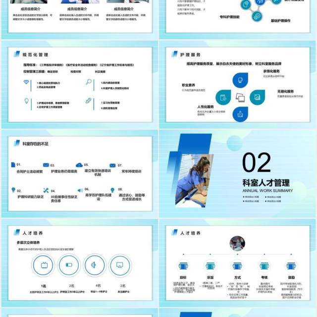 蓝色简约风护士长述职报告PPT模板