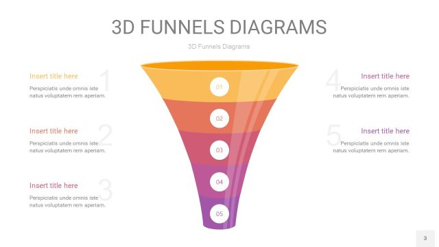 橙色系3D漏斗PPT信息图表3