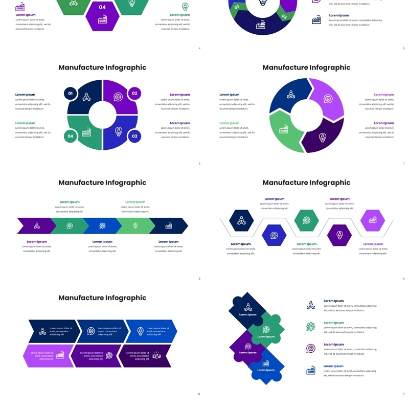 齿轮制造信息图表PPT模板Manufacture Infographic