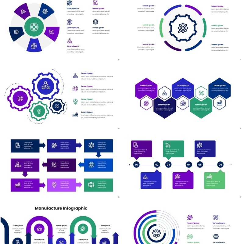 齿轮制造信息图表PPT模板Manufacture Infographic
