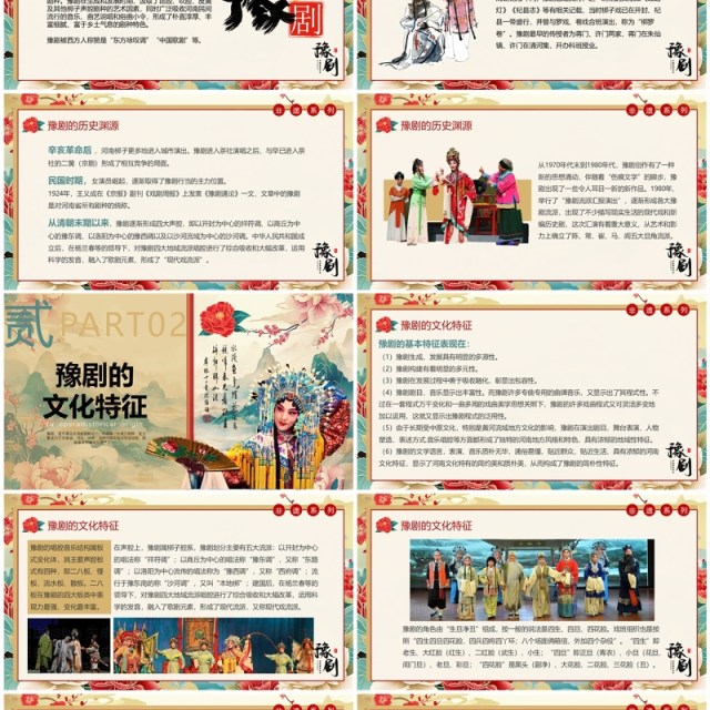 黄色古典中国风非遗系列之豫剧PPT模板 黄色古典中国风非遗系列之豫剧PPT模板