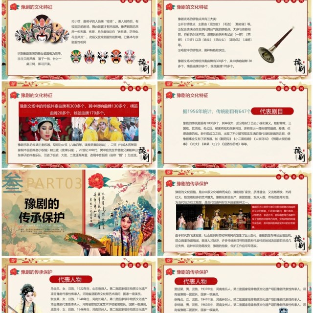 黄色古典中国风非遗系列之豫剧PPT模板 黄色古典中国风非遗系列之豫剧PPT模板
