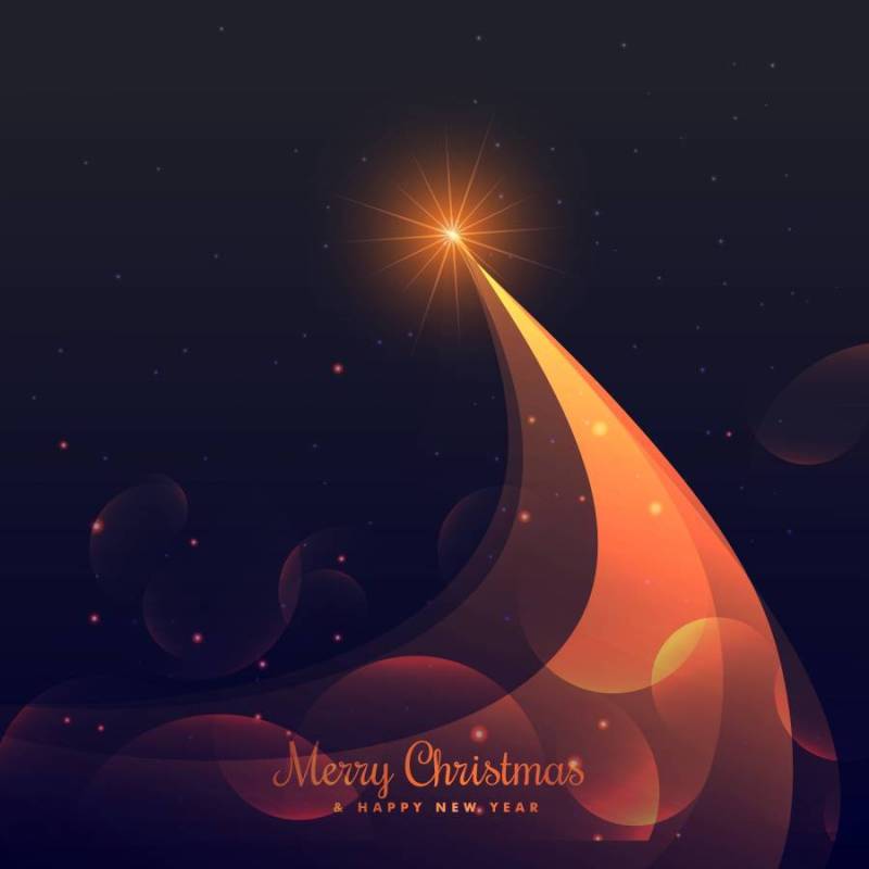 闪亮的圣诞树设计紫色背景上