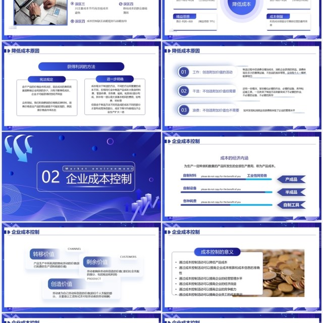 紫色商务风企业生产成本预算PPT模板