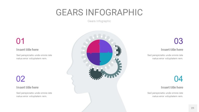 玫瑰紫色齿轮PPT信息图21