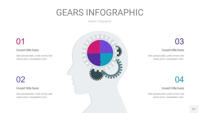 玫瑰紫色齿轮PPT信息图21