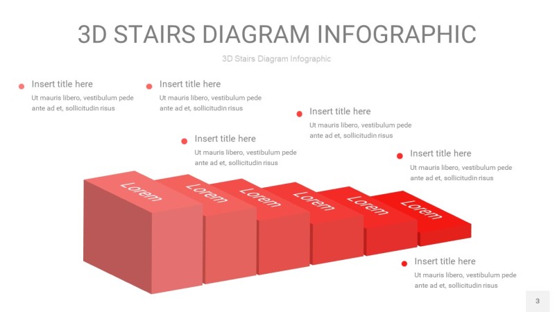 红色3D阶梯PPT图表3