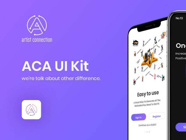 用于连接艺术家的iPhone X Sketch移动应用程序。，ACA UI Kit