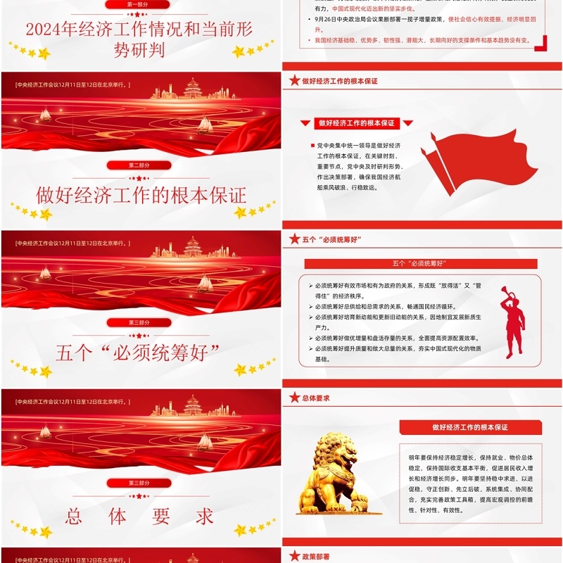 红色简约风中央经济工作会议要点梳理PPT模板
