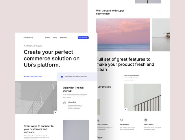 4个高级和独特的模板，Ubi Startup Landings