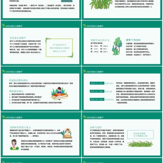 中国工程院院士杂交水稻之父袁隆平动态PPT模板 中国工程院院士杂交水稻之父袁隆平动态PPT模板