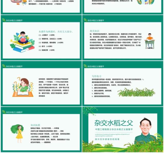 中国工程院院士杂交水稻之父袁隆平动态PPT模板 中国工程院院士杂交水稻之父袁隆平动态PPT模板