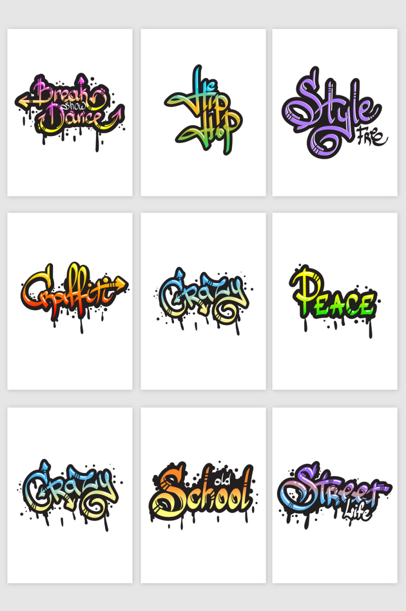 炫彩卡通英文素材