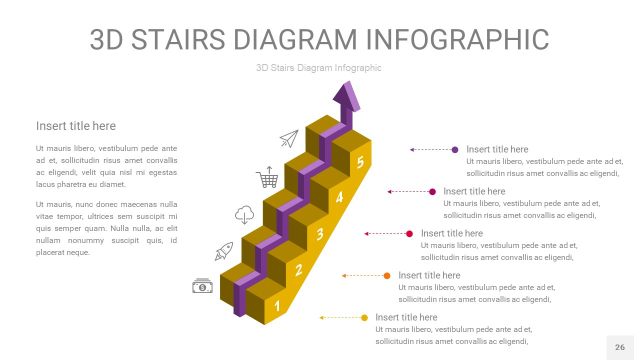 多色3D阶梯PPT图表26