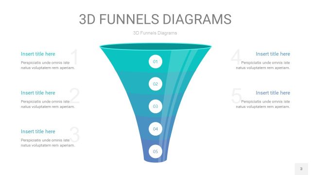 天蓝绿3D漏斗PPT信息图表3