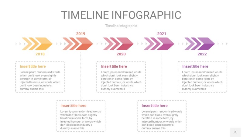 紫黄色时间轴PPT信息图8