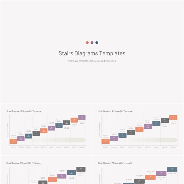 阶梯楼梯关系图PPT模板素材Stairs Diagrams Templates