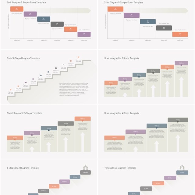 阶梯楼梯关系图PPT模板素材Stairs Diagrams Templates