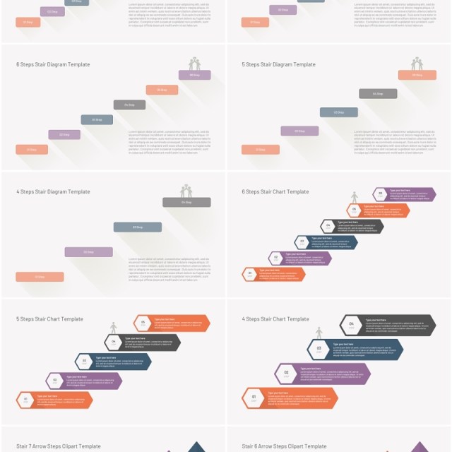 阶梯楼梯关系图PPT模板素材Stairs Diagrams Templates