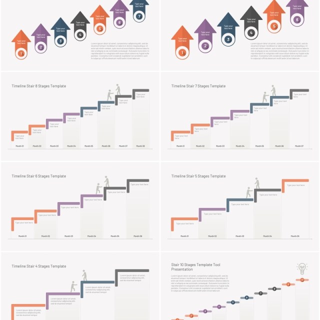 阶梯楼梯关系图PPT模板素材Stairs Diagrams Templates