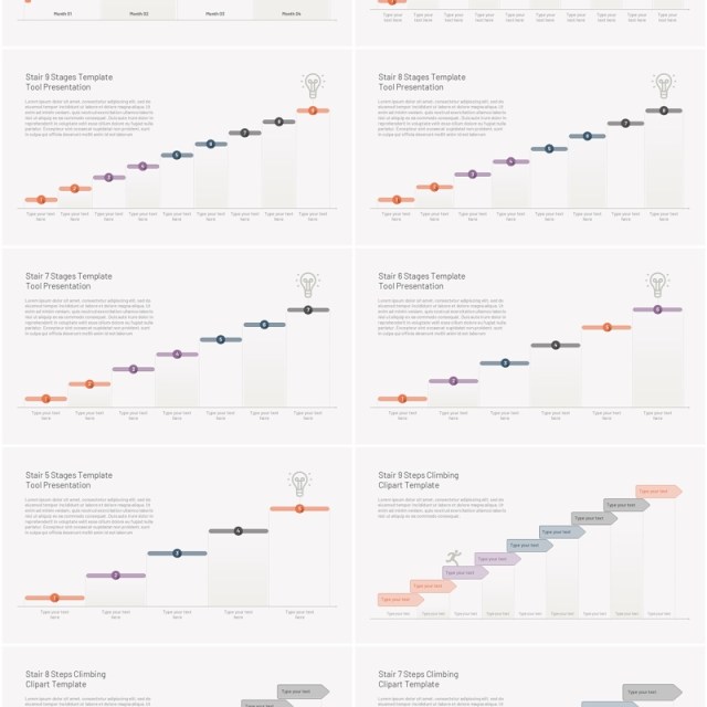 阶梯楼梯关系图PPT模板素材Stairs Diagrams Templates