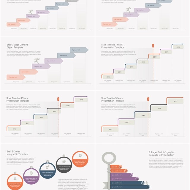 阶梯楼梯关系图PPT模板素材Stairs Diagrams Templates