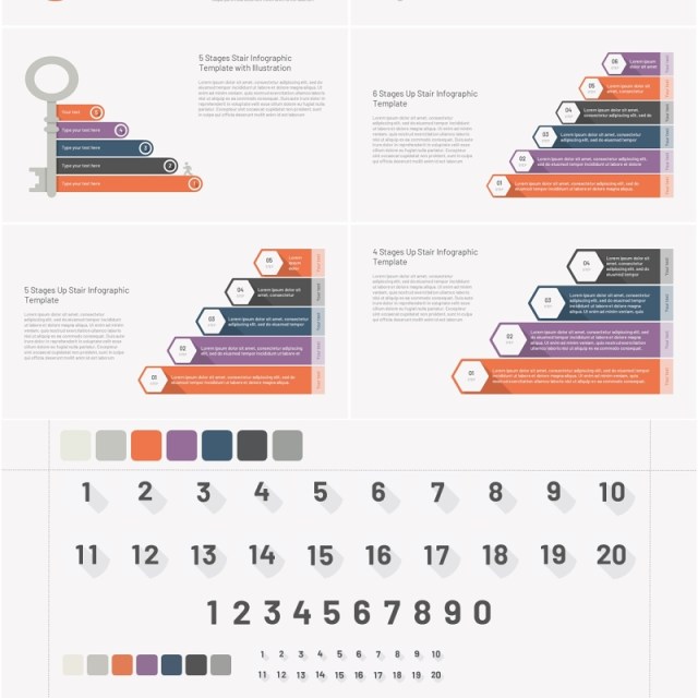 阶梯楼梯关系图PPT模板素材Stairs Diagrams Templates