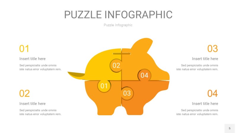 黄色拼图PPT图表5